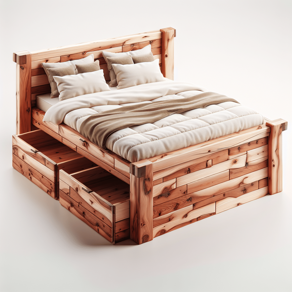 drewniane łóżka olchowe z pojemnikiem