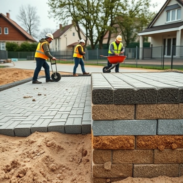 układanie kostki brukowej błonie