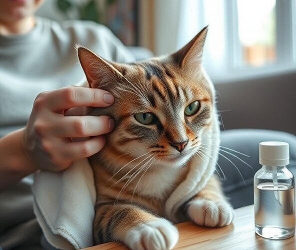 Jak bezpiecznie podać krople dla kota na ropiejące oczy w domu?